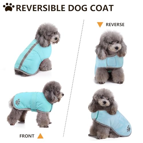 Queenmore Dog Winter Coat, Fleece Puffer Dog Down Vest, Samll Dogs Coat - color: Light Blue, size: Small