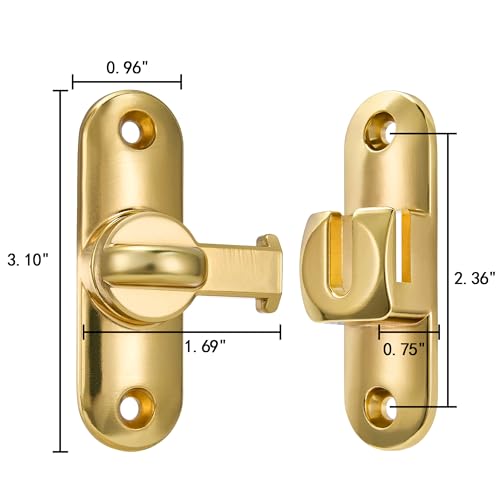 Gold 90/180 Degree Barn Door Latches,Flip Gate Lock - color: Gold