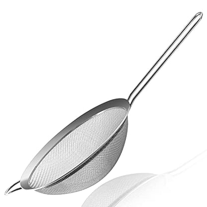 Anaeat Fine Mesh Strainers - Premium Stainless Steel Colander Sieve Sifters, with Durable Mesh and Sturdy Handle, Excellent for Sifting Dry ingredients, Flour, Pastas, Rice, Tea (9.45"） - color: 9.45" Diameter