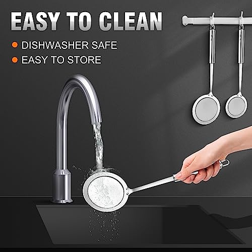 Walfos Fat Skimmer Spoon, Stainless Steel Fat skimmer For Cooking, Fine Mesh Strainer, Food Strainer Fit For Separation Of The Floating Foam, Fat, Grease - Set of 2 Sise - style: 2pcs (3", 4") Skimmers