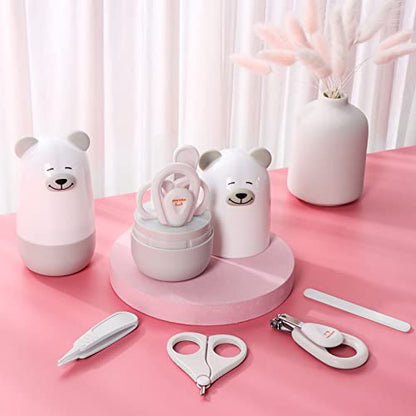Baby Nail Clippers Set with Cute Case, Infant Fingernail and Toenail File Kit for Newborn Manicure and Pedicure, New Mom Grooming Gift - color: Polar White