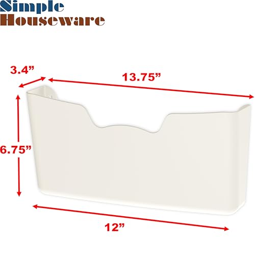 Simple Houseware White Wall Mount Single Pocket Hanging File Holder, 3-Pack - color: White, size: 3 Pack