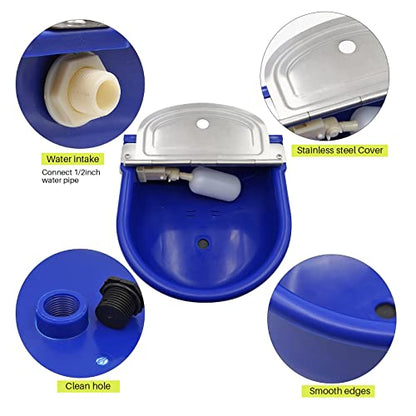 MINYULUA Automatic Waterer Bowl Large Horse Waterer with Float Valve (Blue) - color: dark blue