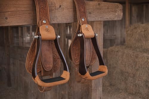 CHALLENGER Horse 4-3/4" Western Saddle Barrel Racing Lightweight Aluminium Stirrups 5181 - color: Bronze