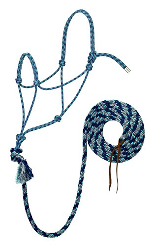 Weaver Leather Silvertip No. 95 Rope Halter with 10' Lead, Average, Gray/Royal Blue/Navy/Turquoise,35-9515-T33