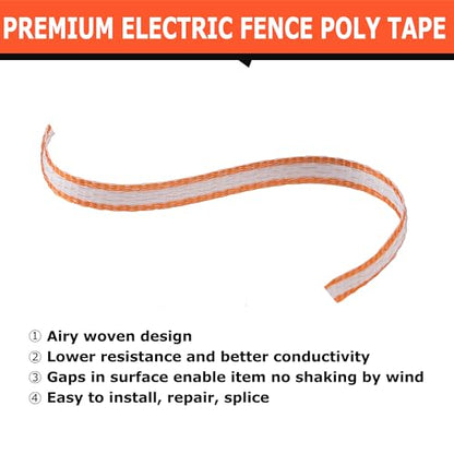 Electric Fence Tape 1/2 inch, Electric Fence Poly Tape 6ss Conductors 656' - color: 0.5 in, size: 656 FEET