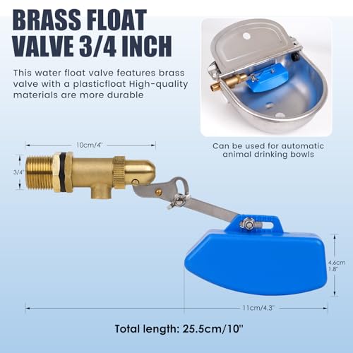3/4 Inch Brass Float Valve for Water Trough Stock Tank Automatic Water Level Control Float Valve for Pond Farm Livestock Cattle Goat Horse Livestock Waterer Pool Auto fill (3/4" 1PCS) - style: 3/4" 1PCS