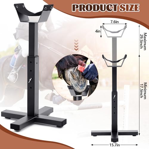 Abbylike Adjustable Farrier Stand Metal Blacksmith Farrier Horse Hoof Stand with 5 Adjustable Heights Cross Base Horse Hoof Trimming Tools for Equine Barefoot Trimming Shoeing Veterinary Care, Black