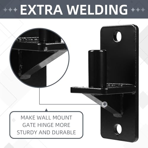 Wall Mount Gate Hinges, Black Farm Gate Hinge, 4 Pack Chain Link Fence Gate Hinge with 5/8 Hinge Pin (Screws Included), Heavy Duty Gate Hinges for Metal Gates Wooden Fences… - color: Black-4PCS