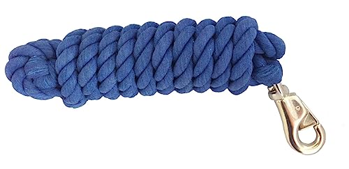 AJ Tack 10 Ft Cotton Lead Rope, 3/4 in, Bull Snap Navy Blue - color: Navy Blue