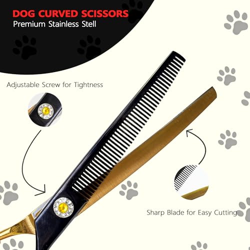7" Curved Thinner Dog Scissor, Curved Blender Scissors, 48 Teeth - size: Curved Blender
