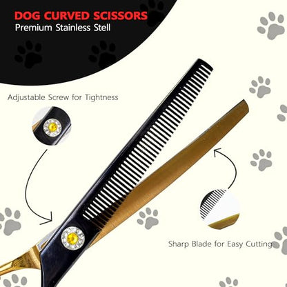 7" Curved Thinner Dog Scissor, Curved Blender Scissors, 48 Teeth - size: Curved Blender