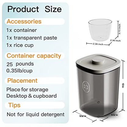 22-25 Lbs Rice Dispenser Storage Container - color: AY-10KG-GREY