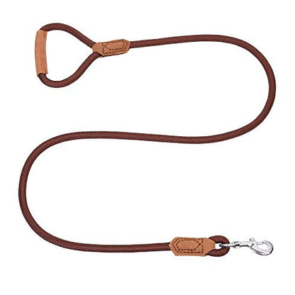 Mile High Life Dog Leash with Genuine Leather-Wrapped Ends/Handle, 4/5/6FT - color: Dark Brown, size: 48 Inch-1/2"
