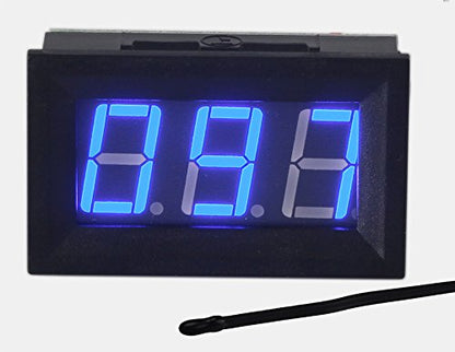 UCTRONICS 0-167°F Fahrenheit Digital Temperature Meter Blue LED Display 10K MF55 Type NTC Thermistor Temp Sensor 2-Wires Reverse Polarity Protection with Black Case