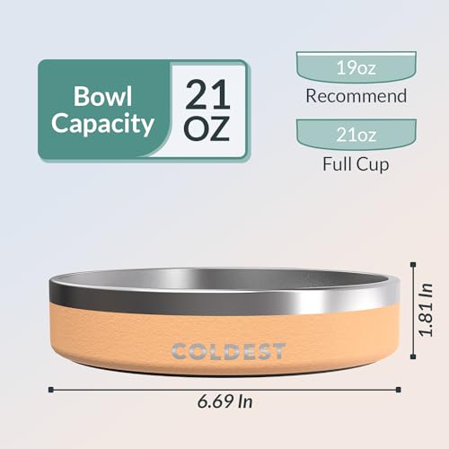 Coldest Dog Bowl - Anti Rust Metal, Non Slip, 3 Layers Insulated Stainless Steel Dog Bowls - Spill Proof & Heavy Duty - Water Bowl for Dogs, Cats & Pets, Dish Washer Safe (21 oz, Sahara Tan) - color: Sahara Peach, size: 21 oz