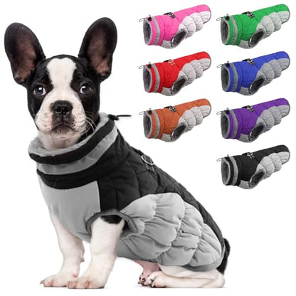 Lelepet Dog Coat Warm Dog Winter Coat Waterproof Dogs Jacket with Harness - color: Black, size: X-Small