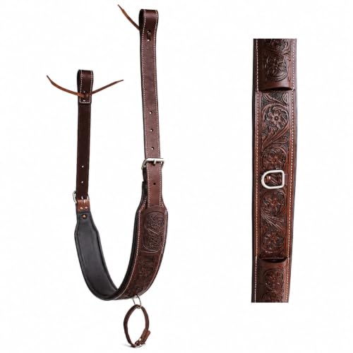 Horse Western Floral Tooled Leather Rear Flank Saddle Cinch w/ Billets 9788