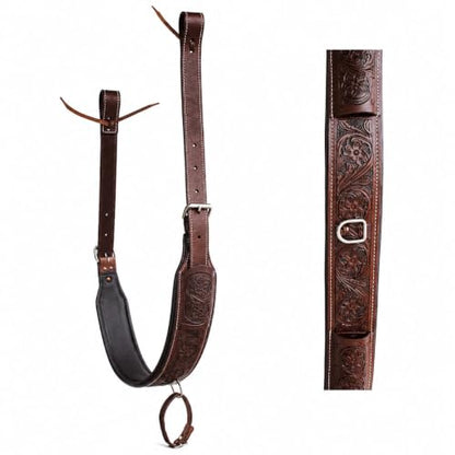 Horse Western Floral Tooled Leather Rear Flank Saddle Cinch w/ Billets 9788