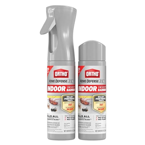 Ortho Home Defense Max Indoor Insect Barrier, 9 fl. oz. with Refill | Kills Ants, Roaches, Spiders, Fleas and Ticks, 360 Sprayer - color: Flairosol + Refill