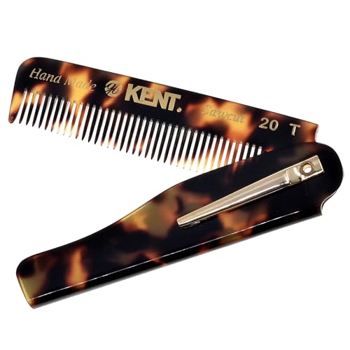 Kent 20T TY Handmade Folding Pocket Comb for Men, Fine Tooth Hair Comb Straightener for Everyday Grooming Styling Hair, Beard or Mustache, Use Dry or with Balms, Saw Cut Hand Polished, Made in England - color: Yellow Tokyo, size: 2 Pack