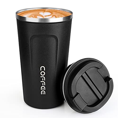 MOMSIV 17oz Travel Coffee Mug, Insulated Coffee Cup with Leakproof Lid - color: A-Black-17oz