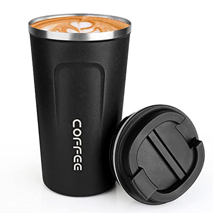 MOMSIV 17oz Travel Coffee Mug, Insulated Coffee Cup with Leakproof Lid - color: A-Black-17oz