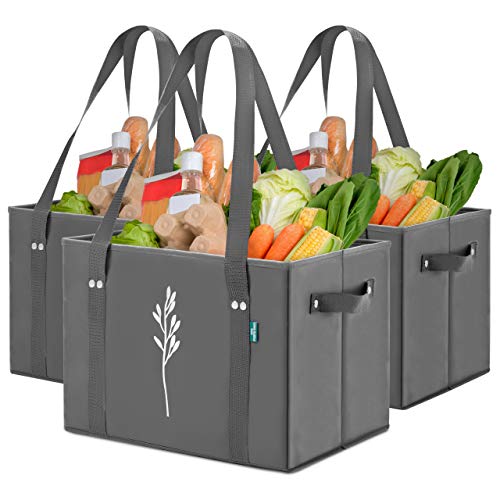 Green Bulldog Reusable Grocery Bags, Tote Bag For Shopping, Grey, 3 Pack - color: Gray | 3pck