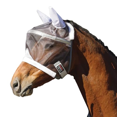 Schneiders Mosquito Mesh II Sun Visor Fly Horse Masks | Enhanced Eye Protection & UV Shield | Reflective Safety Design - color: Gray, size: Cob, style: Without Nose Cover