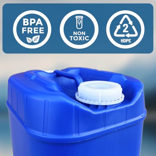 5-Gallon Stackable Water Storage Containers, 3 Lids + 1 Spigot, Easy Fill, Survial Supply Emergency Water Storage for Camping and Disaster Preparedness, RV, 10 Gallon (2 Tanks)