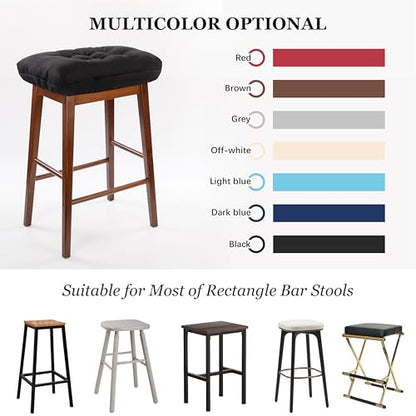 Rectangular Stool Cushion Set of 2, Soft Saddle Stool Cushions with Ties, Nonslip and Washable, Black, 18 x 10.5 x 4 Inch - color: Black, size: Pack of 2