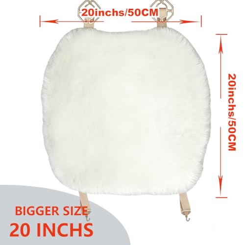 2 Pack White Fuzzy Sheepskin Car Seat Covers for Soft Genuine Wool Cushion - color: White