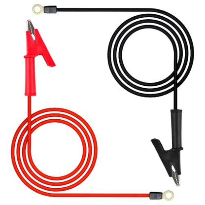 2PCS 12AWG Gauge Jumper Wires Alligator Clips to Copper Ring | for Solar Fence Charger,Energizer Connector - size: 12AWG