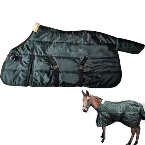 La La Pet Waterproof Warm-Keep Horse Turnout Blanket Adjustable and Breathable Clothes for Horse Mini Pony Ripstop Medium Weight 220g Poly Fill for Winter Green 43Inches - color: Green, size: 43IN