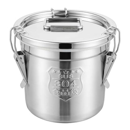 1.61Gal 304 Stainless Steel Airtight Canister,Metal Bucket Large Stainless Steel Canisters - Locking Clamp & Airtight Lids - Dog Food/Bird Seed/Coffee Storage Container - color: 1.61 GAL