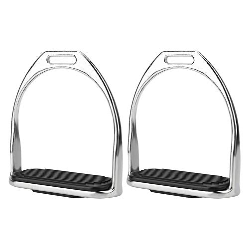 Comfortable 4.8" Iron Stirrups, Western Horse Riding Stirrups with Rubber Pad for Safe and Comfortable English Saddle Use