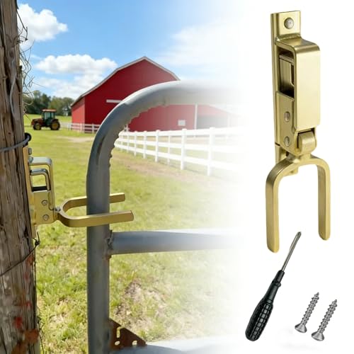 Instant Locking Gate Latch Heavy-Duty One-Hand Gate Latch with Screwdriver and 2 Screws for Farm, Ranch & Backyard Door, Automatic Spring Lock, Rust-Resistant Steel, Easy Install (1 Pcs) - color: 1 Pcs