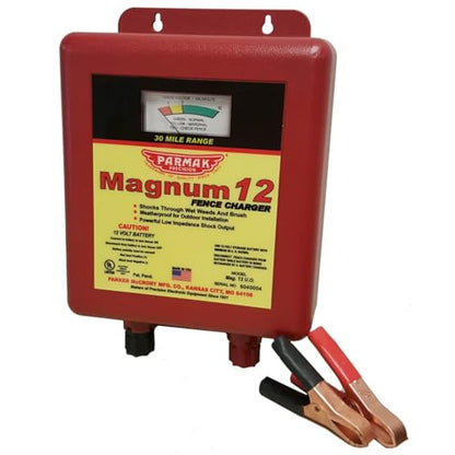 Parmak MAG12-UO 12-Volt Magnum Low Impedance Battery Operated 30-Mile Range Electric Fence Charger, Multi, Twin
