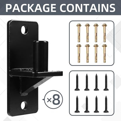 Wall Mount Gate Hinges, Black Farm Gate Hinge, 8 Pack Chain Link Fence Gate Hinge with 5/8 Hinge Pin (Screws Included), Heavy Duty Gate Hinges for Metal Gates Wooden Fences - color: Black-8PCS