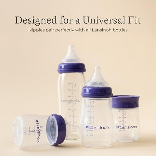Lansinoh Anti-Colic Baby Bottles, 5 Ounces, 4 Count - style: 5 Ounce, XS Flow, 4 Count