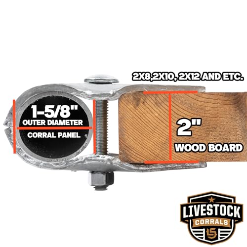 Wood Panel Clamps – Made in USA, 1-5/8” Corral Panels, Attach Lumber to Horse Stalls & Round Pens, 8-Pack