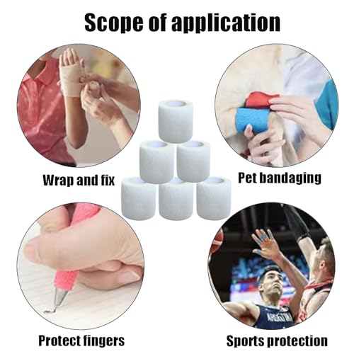 2 Inches Self Adhesive Bandage Wrap Bulk, 6 Pack, White - color: White