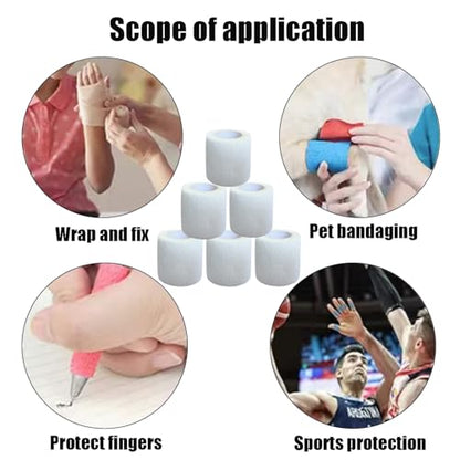 2 Inches Self Adhesive Bandage Wrap Bulk, 6 Pack, White - color: White