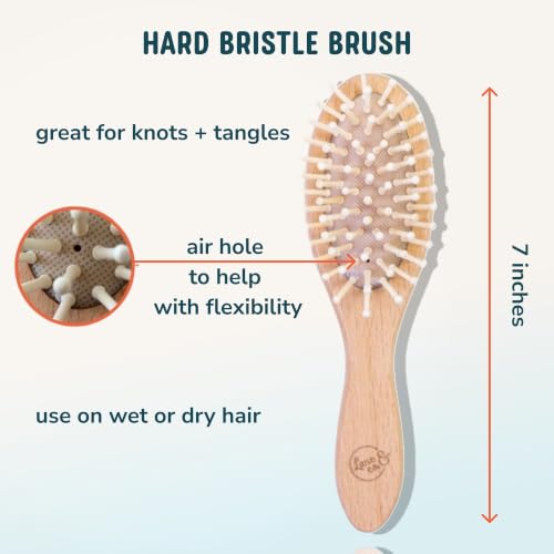 LANE & CO. Cradle Cap Brush Set, Baby & Toddler Hair Brush with Hair Paste | Baby grooming kit with soft goat-hair brush, hard-bristle brush, plant-based hair paste and cotton storage bag