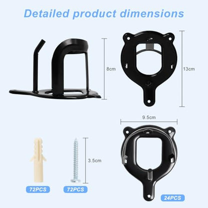 24 Counts Horse Bridle Rack, Bridle Bracket Bridle Hooks with Tubes & Screw | Heavy Duty Metal Hooks with Screws & Anchors, Keeps Tack Equipment Neat in Stables Garages and Utility Spaces - size: 24 Counts