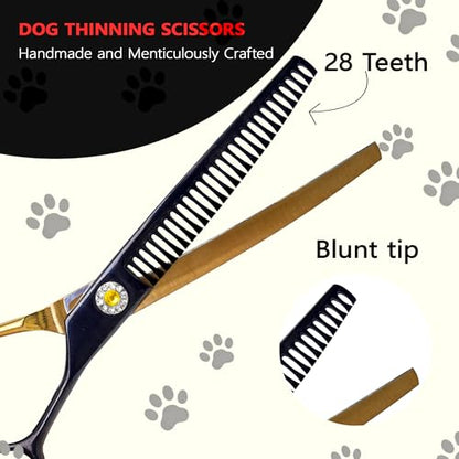 7" Curved Thinner Dog Scissor, Curved Chunker Scissors, 28 Teeth - size: Curved Chunker