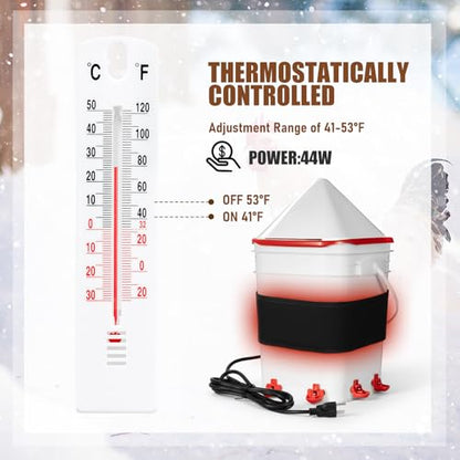 Glooglitter Thermostat Chicken Waterer Heater Self-Regulating Heating Bucket Belt for 2-5Gal Bucket with 6ft Power Cord for Freezing Winter Thermostat Chicken Water Insulation (Upgrade 1set) - style: Upgrade 1set