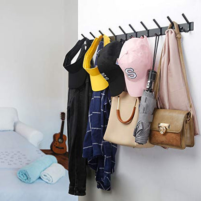 WEBI Coat Rack Wall Mounted,10 Hooks for Hanging Coats,30 Inch Hook Rack Hook Rail Coat Hanger Wall Mount for Backpack,Clothes,Jacket,Black,2 Packs - size: 10 Hooks(2 Pcs)