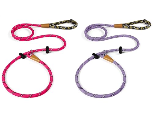 lynxking Dog Leash 3/8in x 6ft Slip Lead Reflective Pink and Purple, 2 Pack