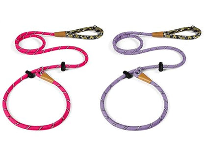 lynxking Dog Leash 3/8in x 6ft Slip Lead Reflective Pink and Purple, 2 Pack